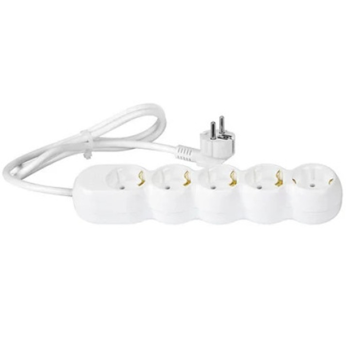 Wconn hosszabbító kábel, 3 m, 3x1,5 mmp, 5 aljzat, fehér, földeléssel és védelemmel a gyermekek általi véletlen használat ellen