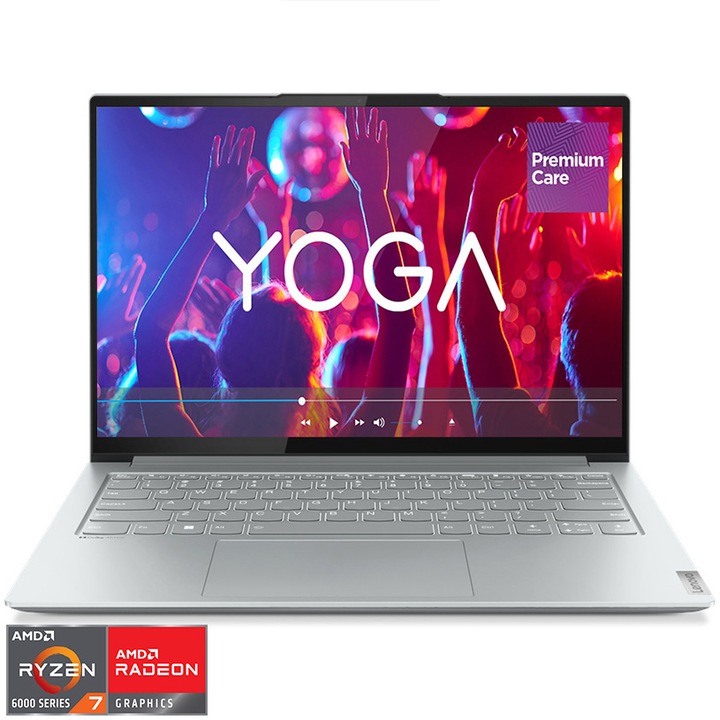 Laptop ultraportabil Lenovo Yoga Slim 7 Pro 14ARH7 cu procesor AMD Ryzen™ 7 6800HS Creator Edition pana la 4.70 GHz, 14", 2.8K, IPS, 16GB, 512GB SSD, AMD Radeon 680M Graphics, No OS, Cloud Grey, 3y on-site Premium Care