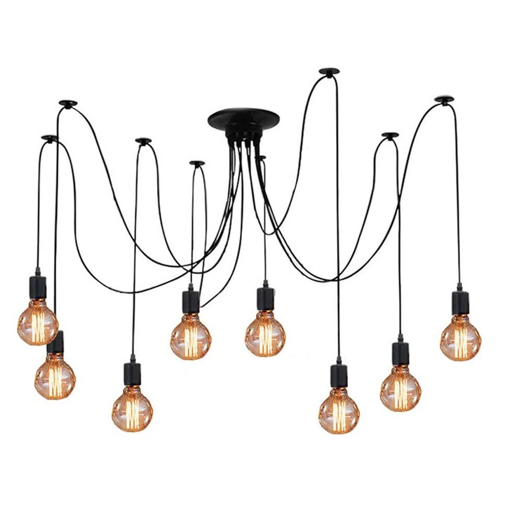 Полилей, E27, Желязо, PVC, Черен