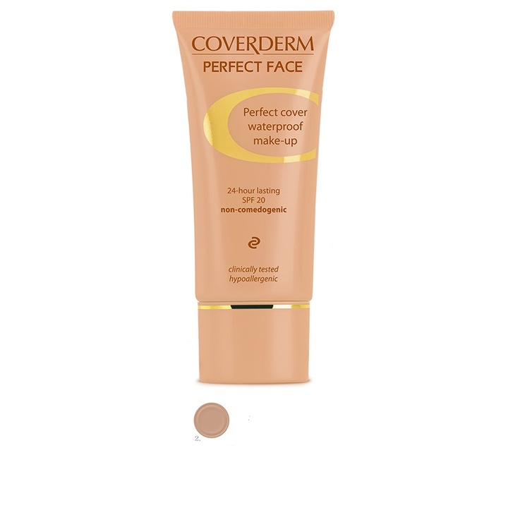 Fond de ten, Coverderm, Perfect Face, SPF 20, 02, 30ml