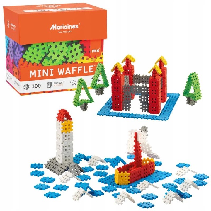 Blocuri de constructie Mini Waffle, 300 piese, varsta peste 2 ani