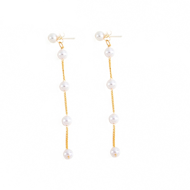 Cercei perle sintetice 4361, Sic Moda, Auriu, lungime 9 cm