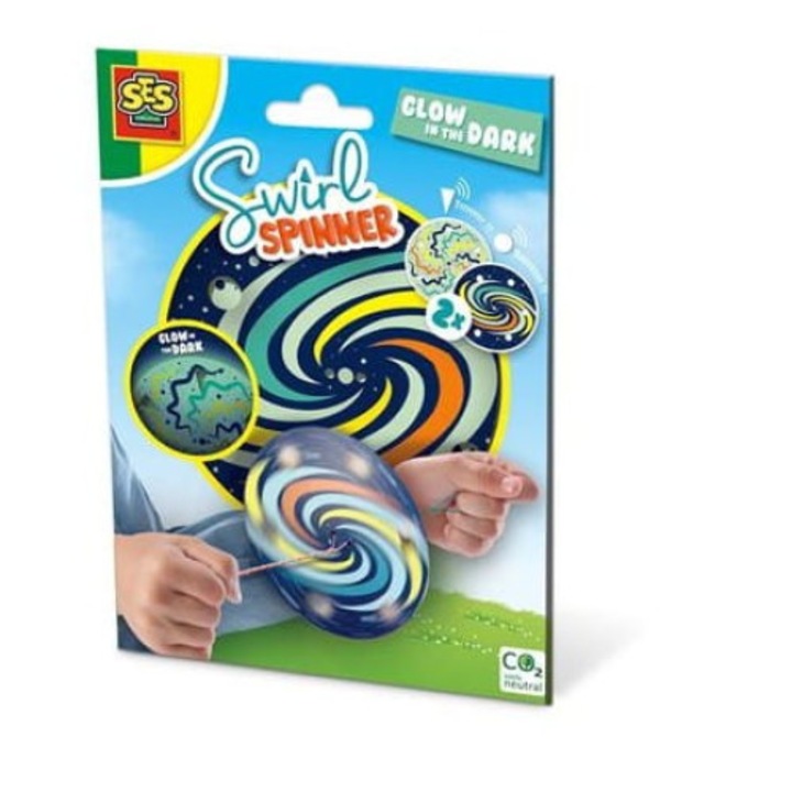 Set 2 spinnere care stralucesc in intuneric pentru copii, SES Creative, 5 ani+, Multicolor