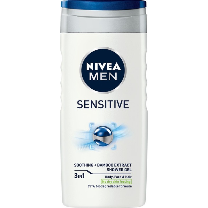 Gel de dus 3in1 pentru barbati, Nivea, Sensitive, 250 ml