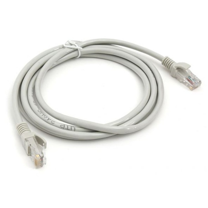 Cablu UTP Cat 5e Retea, Gri, 2m lungime, cu mufa conector RJ45