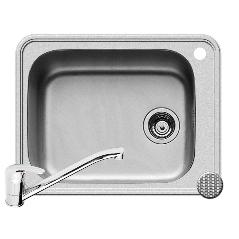 Pachet Pyramis chiuveta SPACE PLUS si baterie ASALIA, 1 cuva, 610x480mm, adancime 200mm, montare pe blat, finisaj antizgariere si cromat