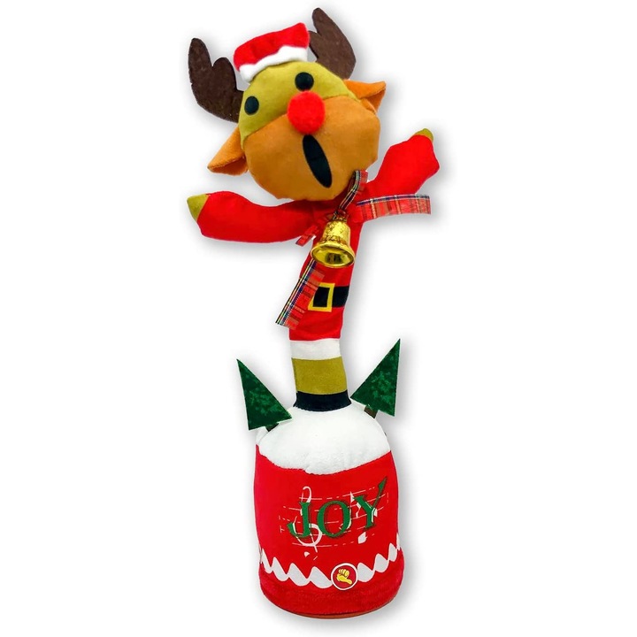 Jucarie De Plus Interactiva, Eliandeco ®, Renisorul Care Canta, Danseaza Si Imita, 35 cm, Rosu