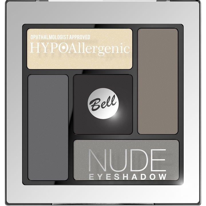 Палитра от 5 сенки за очи Hypoallergenic Nude 02, Камбанка, Сатенен вид, Многоцветни