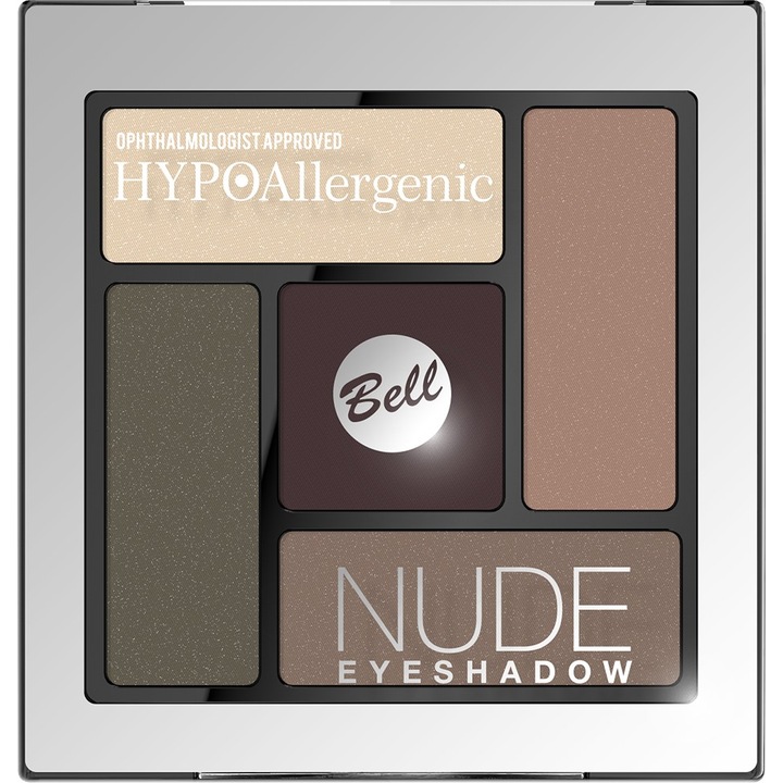 Paleta 5 farduri de ochi Hypoallergenic Nude 04, Bell, Aspect satinat, Multicolor