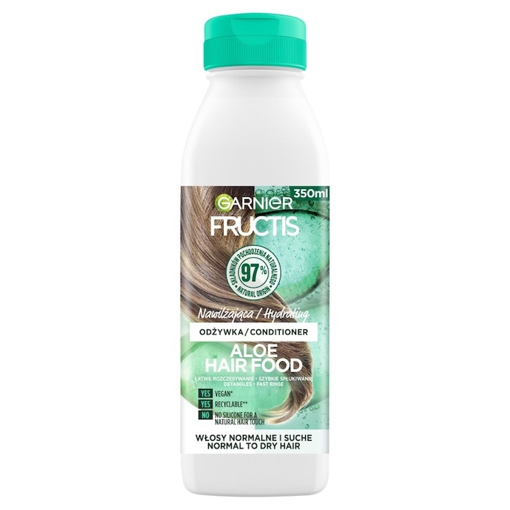 Balsam de par, Garnier Fructis, Aloe Vera, Hidratant, Par uscat/normal, 350 ml