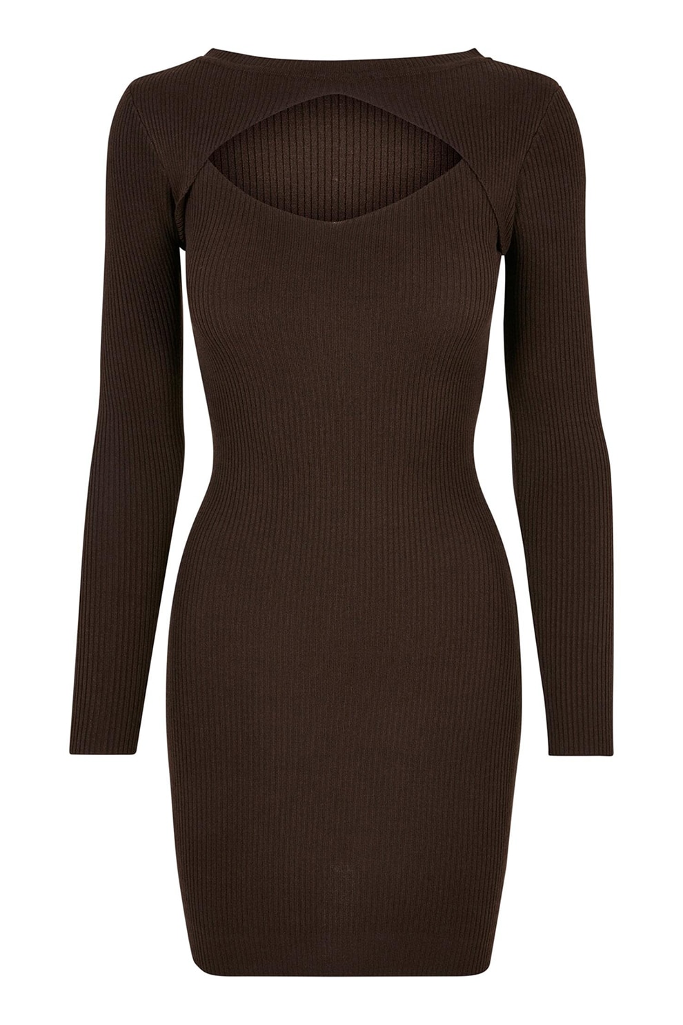 Urban Classics, Rochie striata cu decupaj frontal, Maro inchis, XL