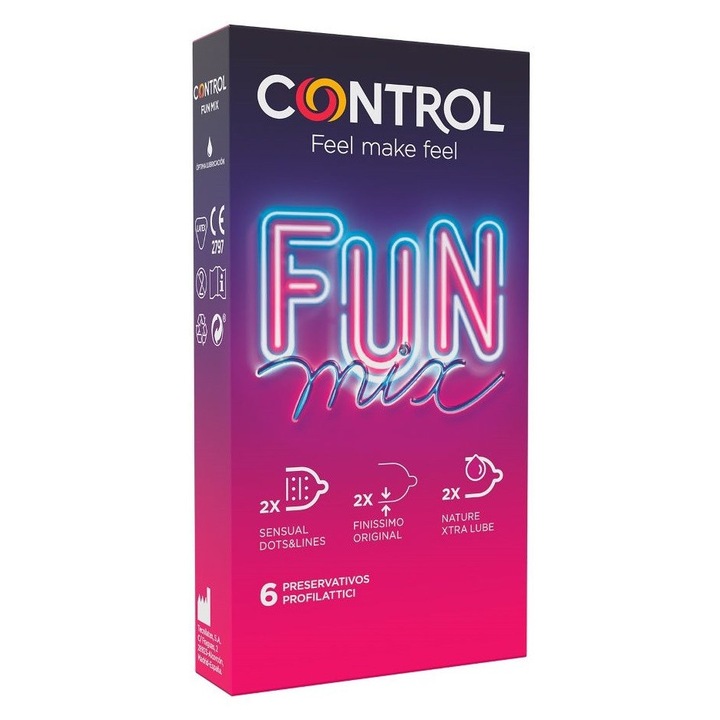 Prezervative CONTROL FEEL FUN MIX Touch & Feel, Finissimo and XtraLub, 1 cutie x 6 buc