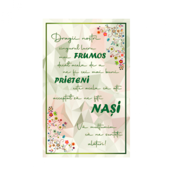 Tablou decorativ cu mesaj pentru nasi, 26 cm