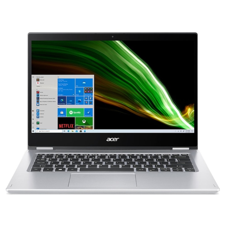 Acer Spin SP114-31-C9WP 14" FullHD Touch laptop, Intel Celeron N4500, 4GB, 128GB SSD, Intel UHD Graphics, Windows 11 Home, Magyar billentyűzet, Ezüst