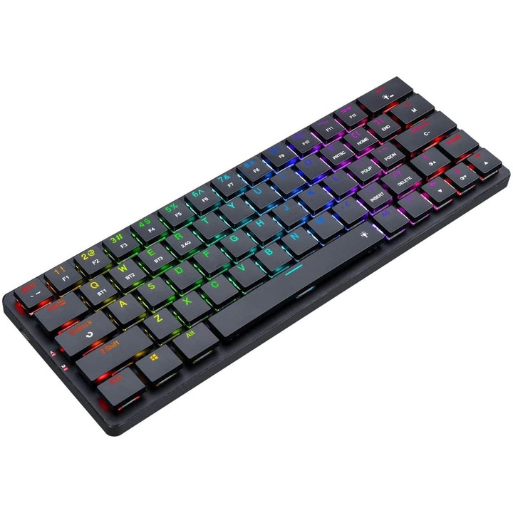 Tastatura mecanica gaming Redragon Elise Pro TKL K624P RGB, blue switches, 5.0 bluetooth/2.4 Ghz/wired, USB type-C