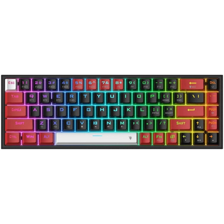 Tastatura mecanica gaming Redragon Castor Pro TKL K631R RGB, red switches, 5.0 bluetooth/2.4 Ghz/wired, USB type-C