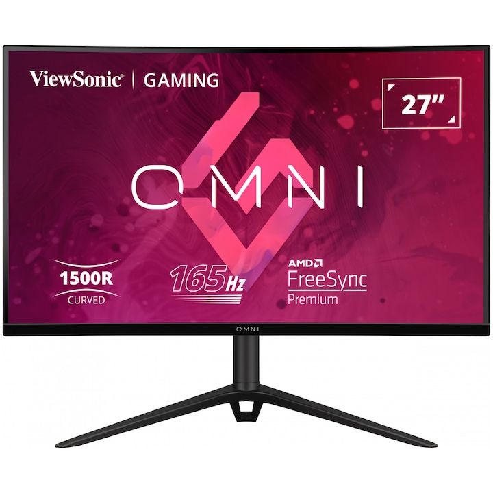 ViewSonic VX2718 Ívelt Gaming monitor, 27", FHD, VA, 165Hz, 1ms, Freesync, Fekete