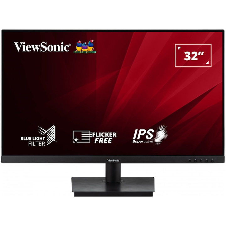 ViewSonic VA3209-2K-MHD 32" monitor, QHD, SuperClear IPS, 75 Hz, 2 HDMI, DisplayPort, Hangszórók, Adaptive Sync, HDR10, Fekete