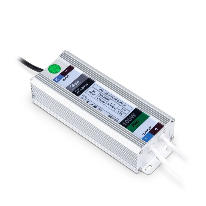 Sursa de alimentare, Akyga, 12V, 12.5A, 100W, IP67
