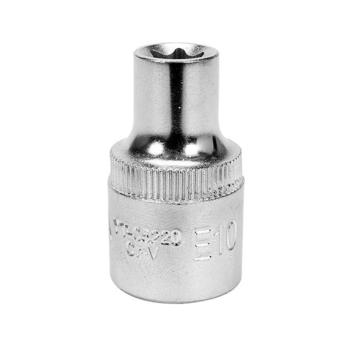 Cheie tubulara E10 cu profil torx, Yato YT-05220, prindere patrat 1/2", Crom Vanadiu