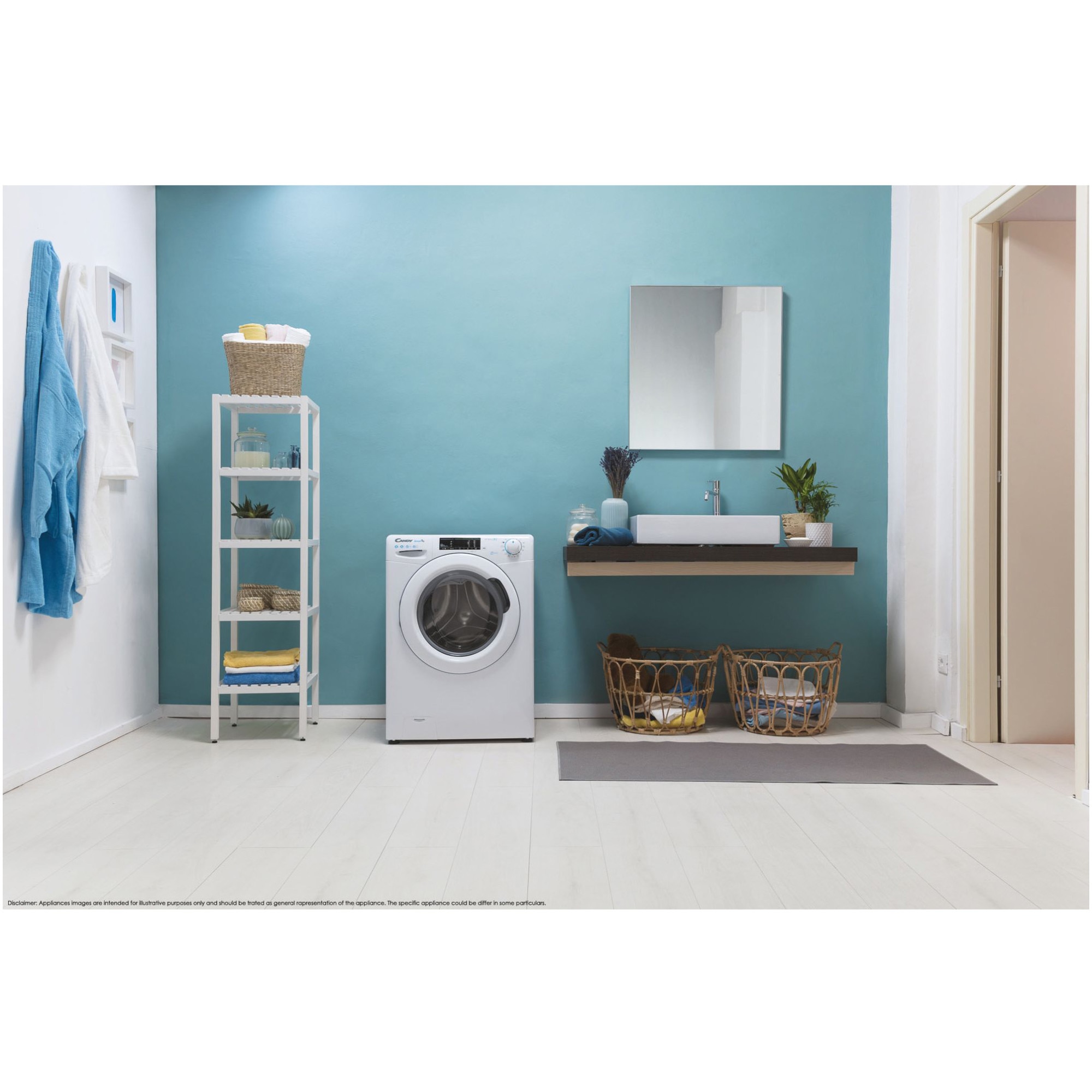 Masina de spalat slim Candy Smart Pro CSO4 1475TE/1-S, 7 kg, 1400 RPM, Clasa D, Wi Fi,16 programe, Alb