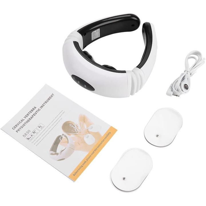 Aparat pentru Masaj cu Infrarosu, Intelligent Neck Massager, Culoare Alb
