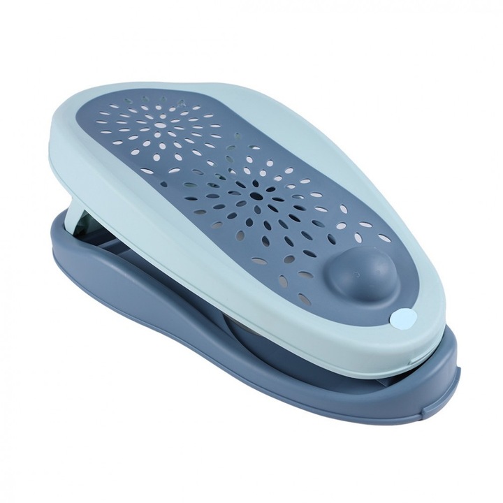 Suport de baie Little Mom Soft Tina Deluxe Blue 2 in 1, reglabil, pliabil, moale, varsta 0 luni+, dimensiuni 56 x 23 x 19 cm