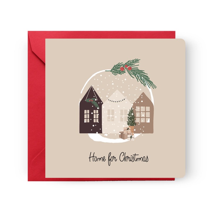 Felicitare de Craciun, Genette's ideas, Home for Christmas, 130x130mm