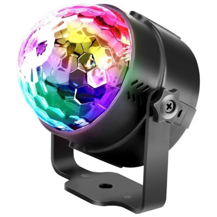 Disco fényprojektor hangérzékelővel, 6 X LED 1W RGB, 9 x 8,5 cm, fekete, MCT-D182