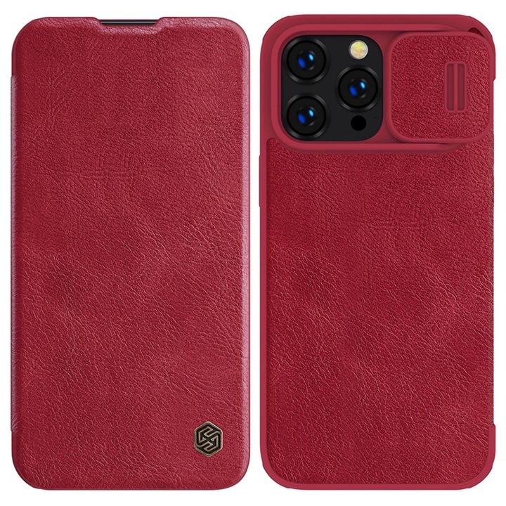 Husa pentru iPhone 14 Pro Nillkin Qin Pro leather red