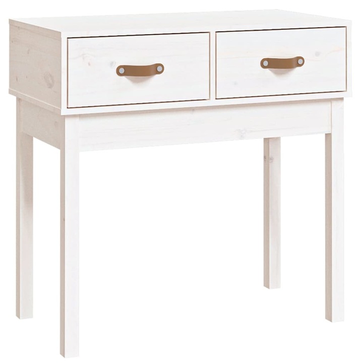 Masa consola vidaXL, alb, 76,5x40x75 cm, lemn masiv de pin, 10.6 kg
