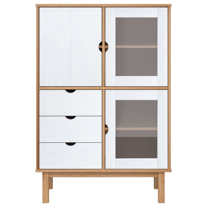 vidaXL OTTA barna és fehér tömör fenyőfa magasszekrény 85x43x125 cm 351308