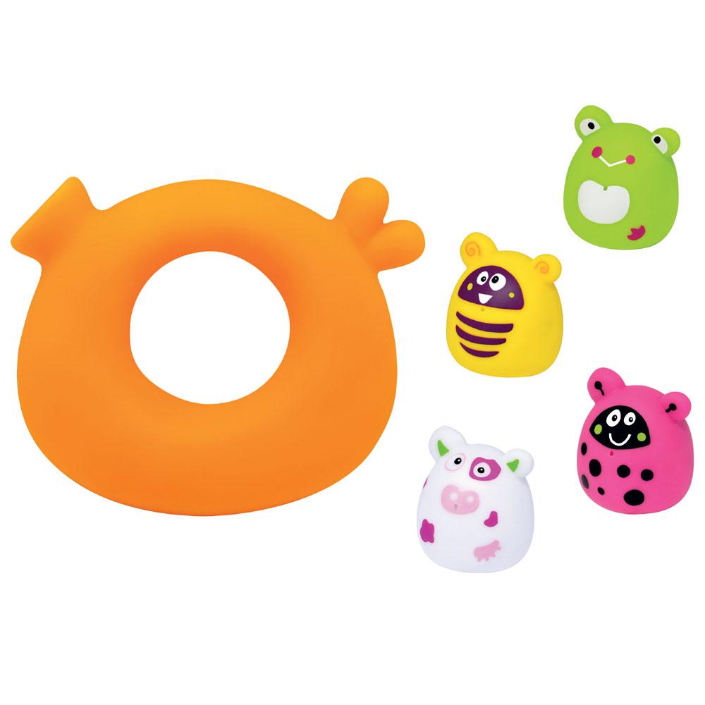 Inel cu patru jucarii de baie Escabbo