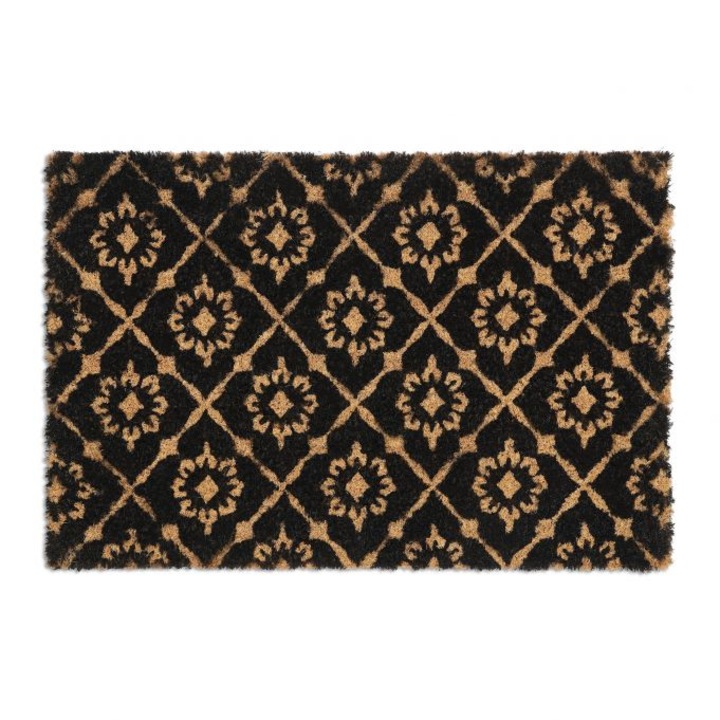 Relaxday bejárati szőnyeg, modell-153, kókuszrost, barna/fekete, 60 x 40 x 1,5 cm