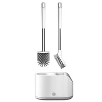 Set 2 Perie WC din silicon pentru toaleta, Darklove, Cap Flexibil, aspect modern, Alb