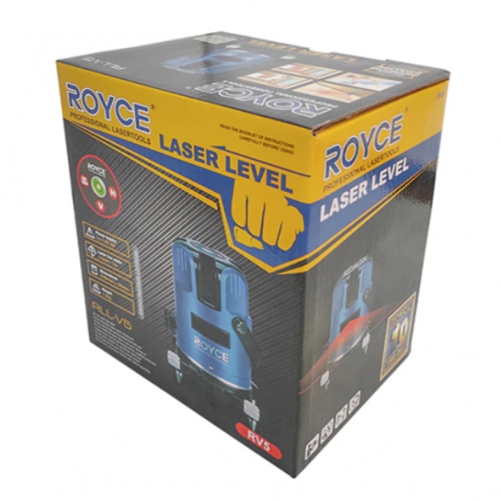 Nivela laser cu 5 linii, rotativa, 360°, 10 metri arie de acoperire RLL-V5 ROYCE