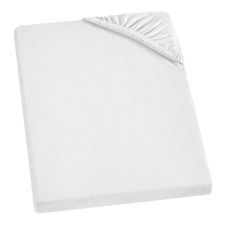 Husa de pat din tricot cu elastic, Tim, Alb, 160x200 cm