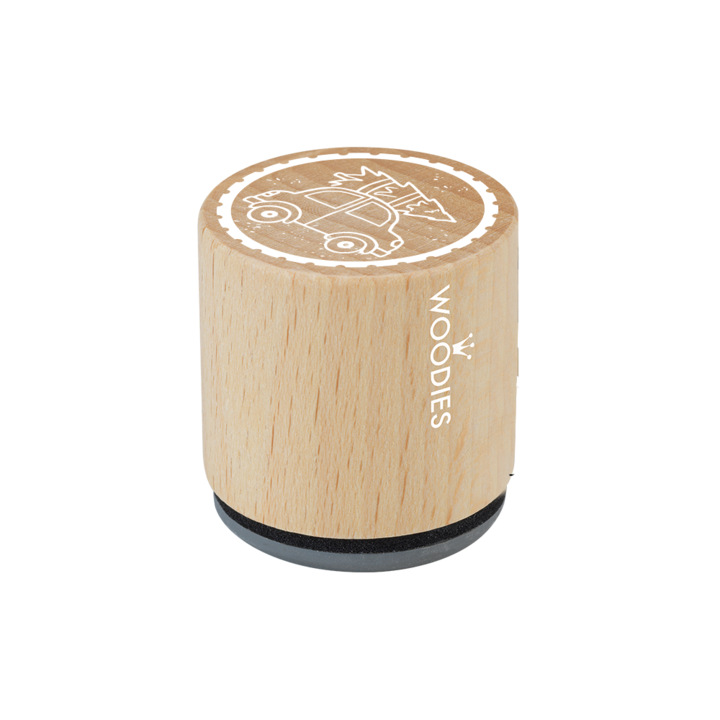 Stampila lemn masina cu brad Craciun, 30 mm, Woodies