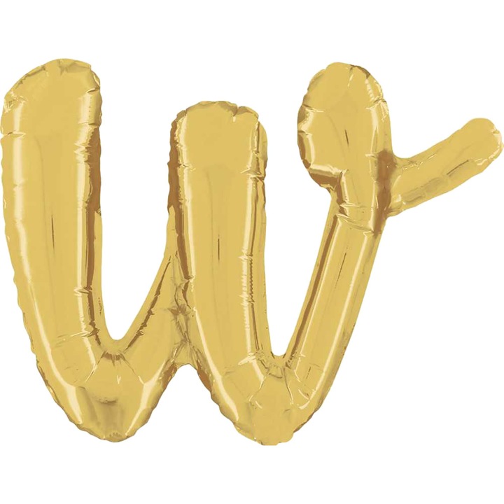 Balon Folie Litera W, Script, Auriu, 35 cm, 34723G