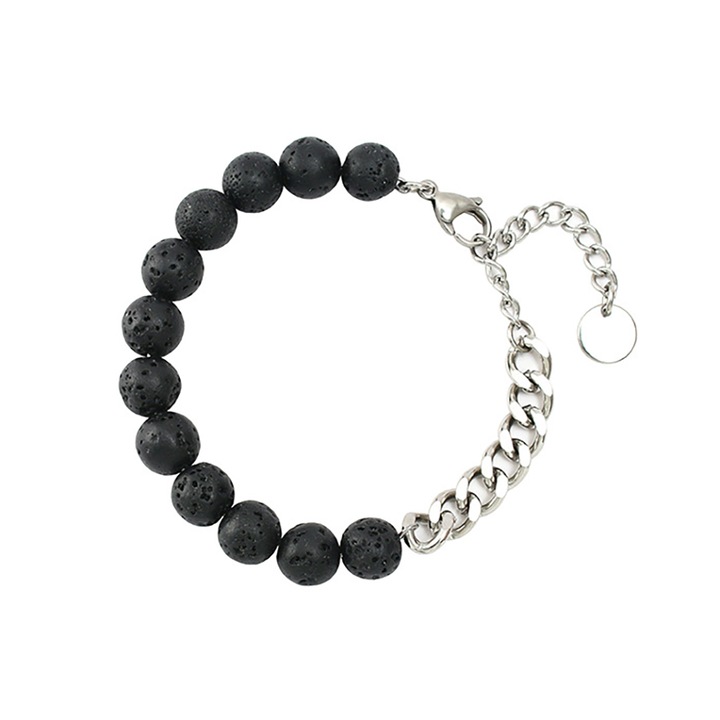 Bratara 4356C inox si lava, Sic Moda, Negru, lungime 18 cm