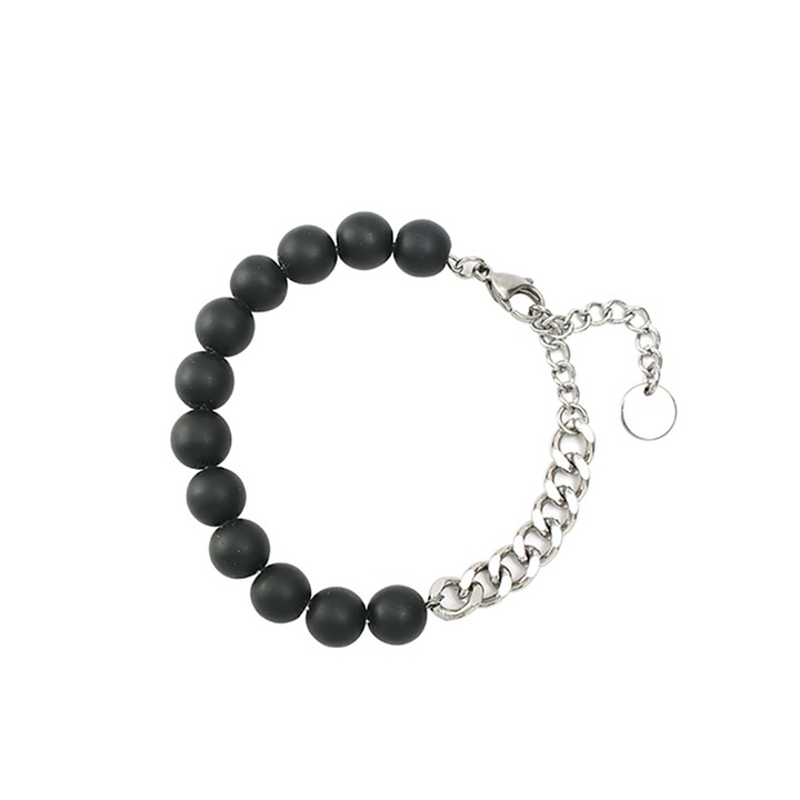 Bratara 4356F inox si lava, Sic Moda, Negru mat, lungime 18 cm