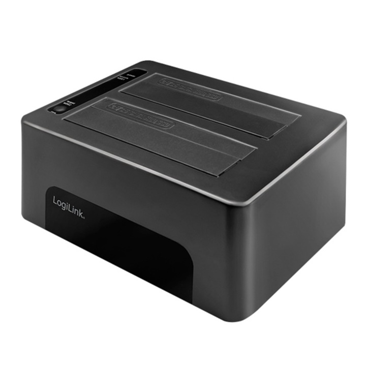 Cutie pentru hard disk extern, Logilink, USB3.0 la SATA 2xHDD , Negru
