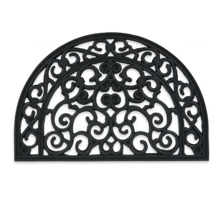 Relaxdays bejárati szőnyeg, modell-81, gumi, fekete, 60 x 40 x 1 cm