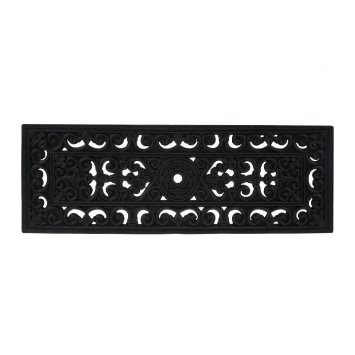 Relaxdays bejárati szőnyeg, modell-85, gumi, fekete, 75 x 25 x 1 cm