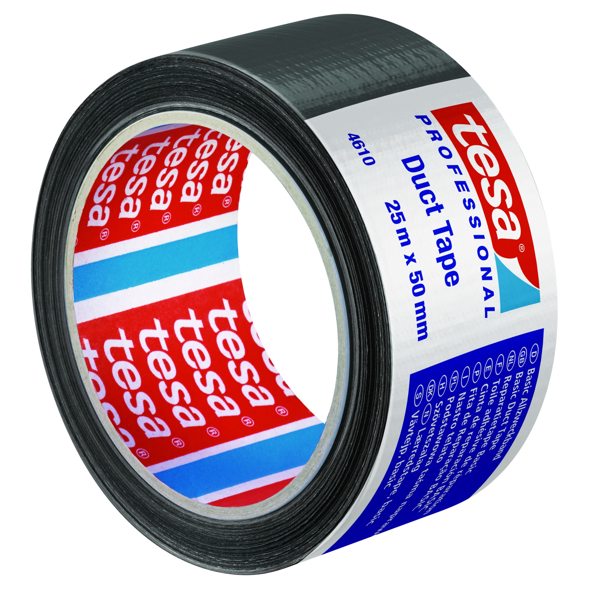 Banda adeziva duct tape tesa® Professional 4610, 25m x 50mm, negru ...