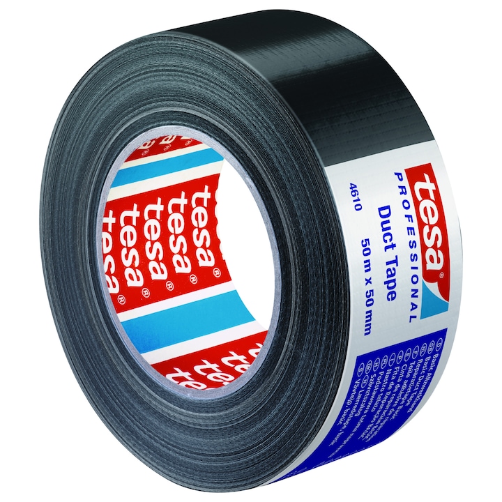 Banda adeziva duct tape tesa® Professional 4610, 25m x 50mm, negru