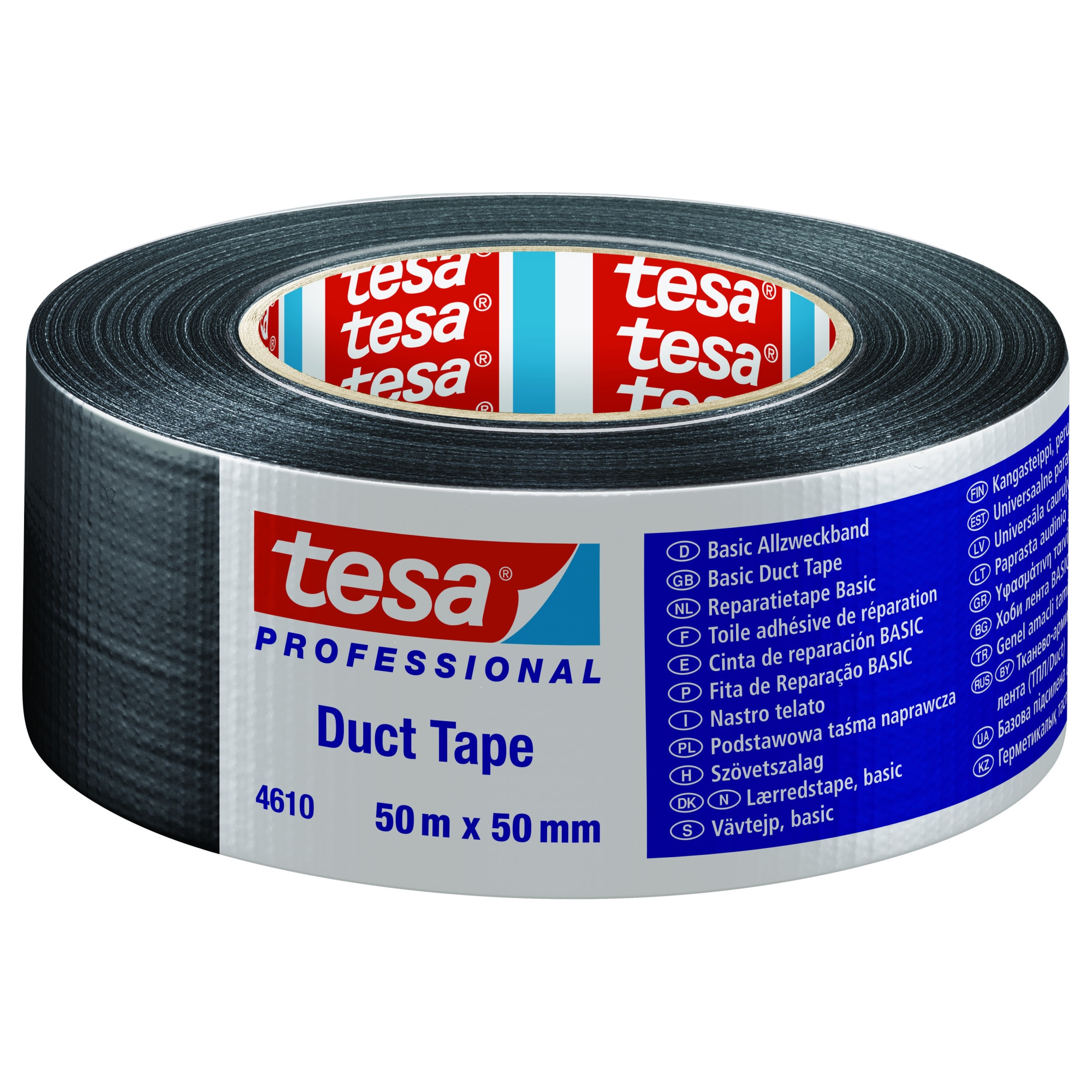 Banda adeziva duct tape tesa® Professional 4610, 25m x 50mm, negru ...