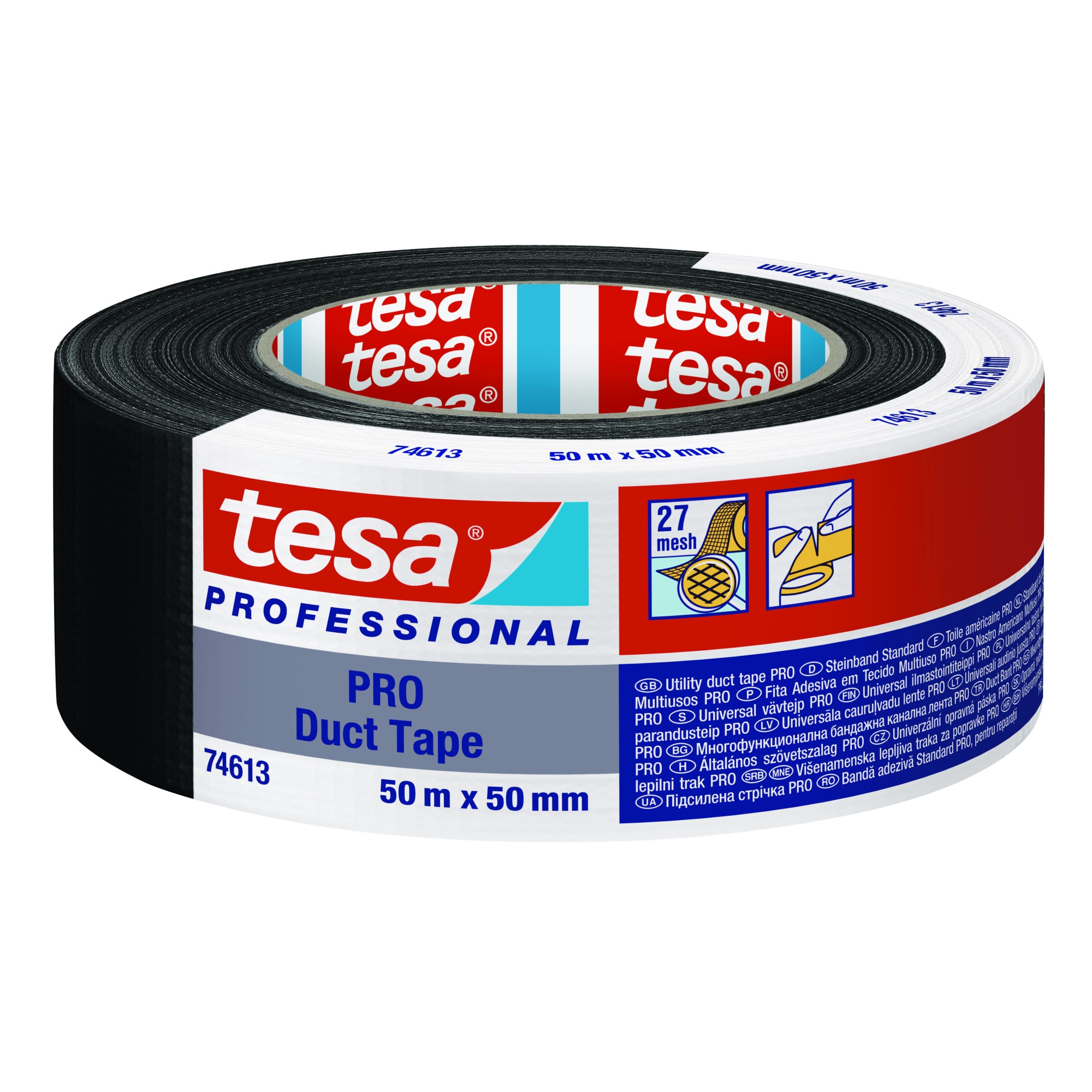 Banda adeziva duct tape tesa® PRO 74613, 50m x 50mm, negru - eMAG.ro