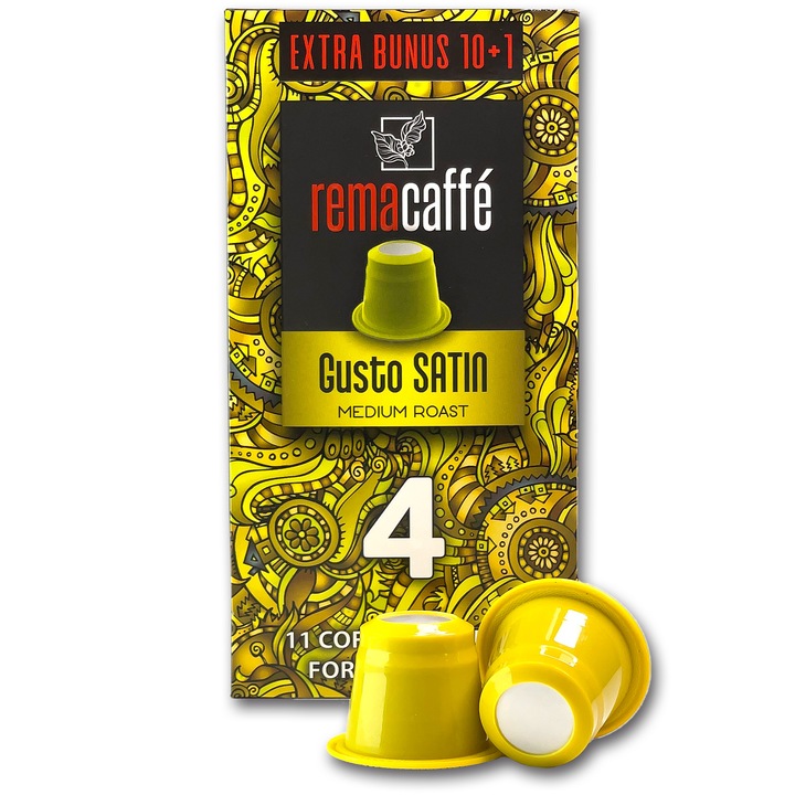 Pachet 11 capsule cafea Gusto Satin, REMACAFFE, Compatibil cu Nespresso