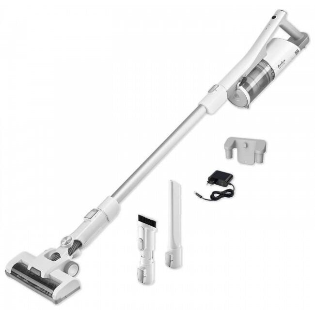 Aspirator Amica Aura VM 7050, Baterie Li-Ion, Vertical 2 in 1, 150 W, Iluminare LED perie, Alb